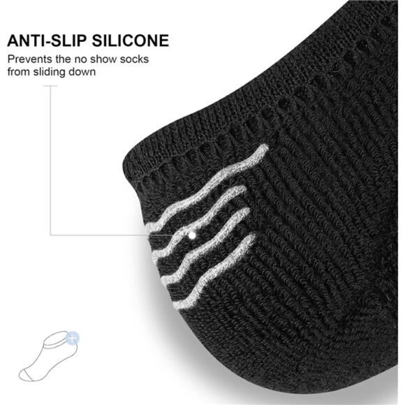 No Show Socks Men 6 Pairs,NonSlip Cushioned Low Cut Ankle Sock with Arch Support - Picture 3 of 8
